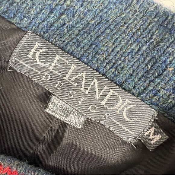 Vintage Icelandic Design Floral Embroidery Wool Cardigan Sweater - Picture 4 of 12